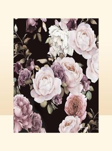 Custom 3D Po Self Adhesive Wallpaper Hand Painted Black White Rose Peony Flower Wall Mural Living Room Home Paper Wallpapers1644059