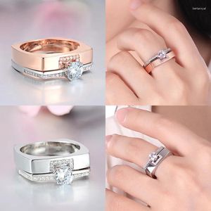 Cluster Rings Luxury Female Two Color White Zircon Ring Set Crystal Bridal Wedding Jewelry Promise Engagement For Women