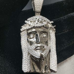 Hip Hop Custom 925 Sterling Silver Hip Hop 18k/Beyaz Altın/Gül Altın Kaplama VVS Moissanite Büyük Büyük İsa Kafa Kolye