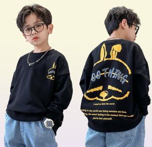 Пуловер для малышей, детские толстовки с кроликом, осенние детские топы с длинными рукавами, оранжевый, черный, корейская детская одежда, от 8 до 12 лет, 23469886