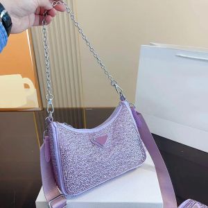 Blingbling crossbody väska designer väskor kvinnor handväska lyxig enkel axel handväska varumärke plånbok berömd koppling handväska blixtlås gröna handväska tygväskor 2 bit set