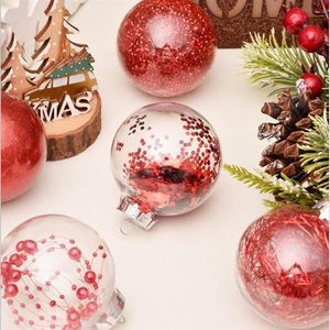 30 peças 6cm enfeites de bola de natal decorativos inquebráveis bolas de natal de plástico transparente conjunto com decoração delicada recheada 202905