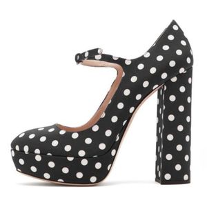 2024 platform black round toe thick soled shoes high Mary Jane high heels women's evening dresses summer and autumn shoes large size 35-45