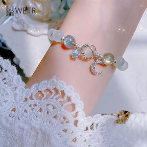 Braccialetti a maglie Moda squisita Moonlight Star Moon Crystal Bracciale leggero elastico di lusso per accessori per gioielli da donna per ragazze
