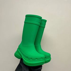 1:1 cheat Paris cross rain boots platform knee high boots designer shoes solid color