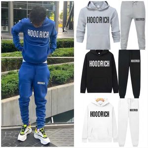 2023 Wintersport Hoodie für Männer Hoodrich Trainingsanzug Brief Handtuch bestickt Winter Sweatshirt Hoodie für Männer bunt blau solide Pullover Set ym