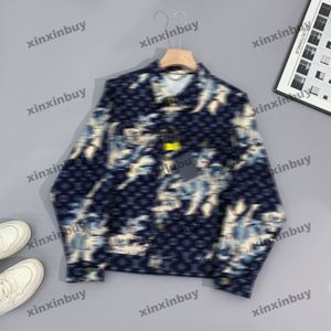 xinxinbuy 2024 Men designer Jacket Floral letter seaweed printing long sleeve denim sets women Black white blue gray khaki yellow M-2XL