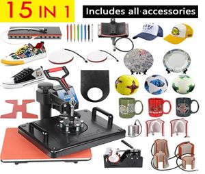 Promotions 3038CM 15 in 1 Combo Heat Press Machine 2D Sublimation Printer Printing Machine Cloth Tshirt Cap Mug Plates Case2922616