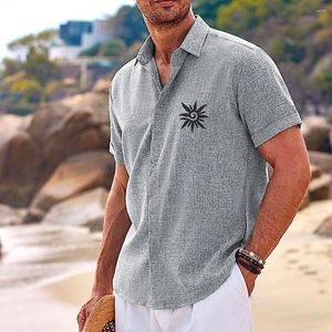 Camisas casuais masculinas 2024 simples sun print camisa rua moda absorção de suor cardigan roupas confortáveis