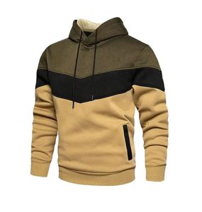 Tops Korean Style Men Vertical Bar Color Matching Sweatshirts Casual Streetwear Loose Drawstring Hoodies S-5XL 240106