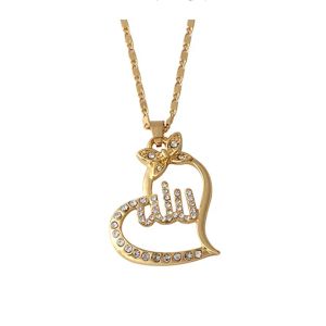 Новинка 2024 года, арабское женское золотого цвета, мусульманское исламское ожерелье с подвеской в виде Бога Аллаха, 14-каратное золотое ожерелье, модные украшения, подарки на Рамадан