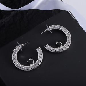 Diamond Silver Plated Earrings Designers Brand Earrings Letter Women Charm Earring for Wedding Jewelry