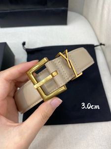 Genuine Leather Belt for Women 3.0cm Width Waistband Big Gold Buckle High Quality Men Belts Y Buckle Waistband With box belt length is 80cm-125cm HDMBAGS2023