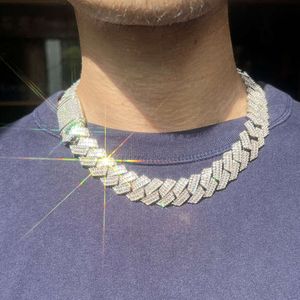 مصمم سلسلة الهيب هوب 19 ملم قلادة فضية S925 VVS Moissanite Baguette Moissanite Diamond Cupan Chain