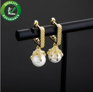 Stud Earrings Fashion Hip Hop Jewelry Mens Diamond Earring Iced Out Square Dragon Claw Pearl Ear Rings Luxury Designer Accessories8972105