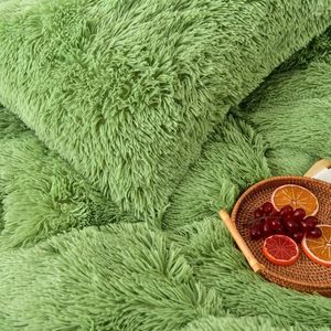 Bedding Sets Set Long Velvet Green Mink Down Duvet Thick Warm Linen 3/4 Heart Mattress Sheets