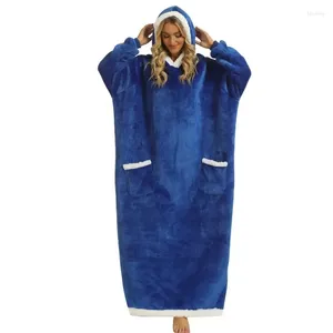 レインコート冬の厚い毛布エクストラスラッシュパーカー長い大きなポケット模倣カシミアホームコートフリーステレビ男性と女性のため