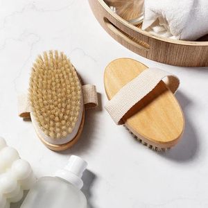 Makeup Brushes Natural Bristle Brush Soft Wet Dry Skin Body SPA Bath Massager Home