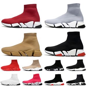2024 Moda Speed Trainer Mulheres Mens Designer Sapatos Casuais Branco Preto Graffiti Vermelho Borracha Bottoms Plataforma de Luxo Mocassins Speeds Trainers 2.0 Vestido Sapatilhas