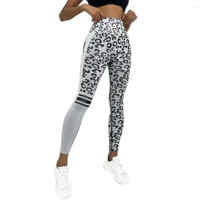 Damen-Leggings, Damen-Yogahose, elastische Taille, Workout, Leopardenmuster, hoch für mit Bauchkontrolle, BuLift Soft