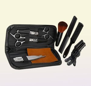 Tesoura de cabelo 11pcs kit de cabeleireiro profissional conjunto de corte trimmer barbeador pente pano de limpeza barbeiro cabeleireiro salão ferramenta2815857