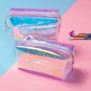 Kosmetiska väskor Miyahouse PVC transparenta kvinnor utgör fall Laser Beauty Organizer Pouch Mini Jelly för damer