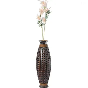 Vasen, große, hohe Bambus-Bodenvase mit Korbgeflecht-Design, 99 cm hoch, Dekoration, Heimdekoration, frachtfrei