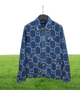 Primavera qualidade men039s pluz tamanho jaquetas mens denim lapela blusão mulheres designers moda casual jean impresso duplo lette4756945
