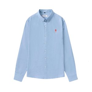 Camisa masculina clássica macaron cor polo combinando paris moda amor bordado oxford tecido casal novo