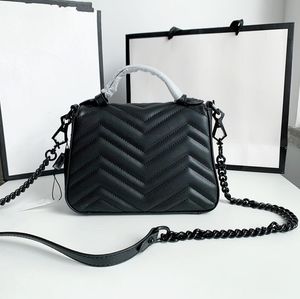 Äkta läder Womag Bag Tote Designer Shoulder Bags Women Purse Luxury Fashion High Quality Black Chain 21x15.5x8cm