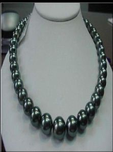 Fine Pearl Jewelry 18 Quot 1214 mm Natural Tahitian Black Round Pearl Naszyjnik 14K6143577