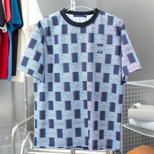 Summer Mens t Shirt Fashion Mens Womens Designers Loose Advanced Checkered Pattern Man Casual Shirt Luxurys Clothing Streetwear Shorts Sleeve Polos Size S-xxl