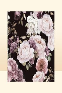 Custom 3D Po Self Adhesive Wallpaper Hand Painted Black White Rose Peony Flower Wall Mural Living Room Home Paper Wallpapers2241569