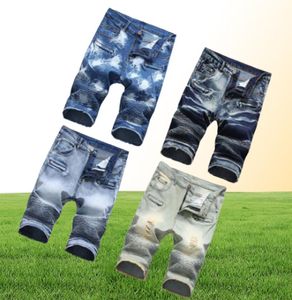 Men Short Denim Pants Knees Length Jean Mid Waist Causual Fashional Distressed Shorts Ripped Straight Wave4691849