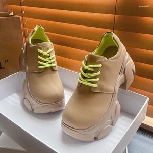 Sapatos de vestido mulheres plataforma casual esporte salto alto tênis primavera andando rendas até 2024 moda viagem correndo zapatos femme