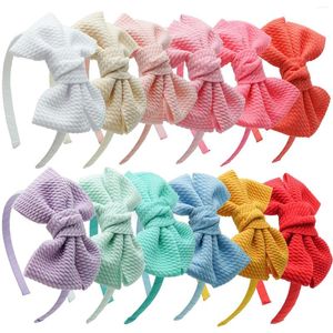 Hair Accessories 3PCS 4" Plastic Headbands For Girls Twill Fabric Bows Hoops Baby Kids