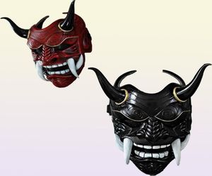 Japon hayalet cadılar bayramı maskeli balo cospal prajna yarım yüz s samuray hannya horror casult parti maskesi için7242704
