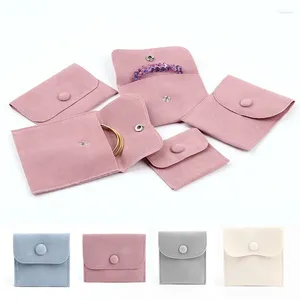 Jewelry Pouches Packaging Bag Snap Fastener Superior Soft Velvet Gift Bracelet Necklace Earrings Ring Storage Pouch