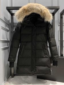 Kvinnor Down Winter Jacket Fashion Designer Jackor Womens Brand Goose Long Coat Large Pocket Fur Collar Thermal Top Female Autumn and Winter Large Windproof Coats Z6