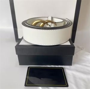 Luxury Men Women Solid Belt Womens äkta läder svartvitt färgbrons Big Buckle Designers Cowhide Belts For Mens Luxurys midjeband3.8cm med Box AAA158