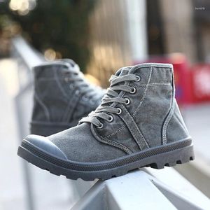 Botas agradável outono início do inverno homens sapatos de lona sola grossa alta superior casual masculino marca tornozelo botas ka215