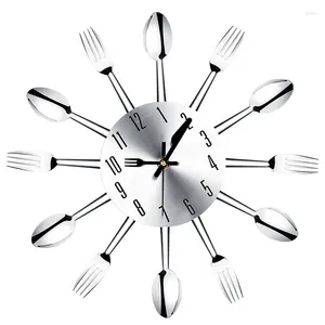 Orologi da parete 1 pezzo 2024 posate in acciaio inossidabile coltello e forchetta cucchiaio orologio silenzioso decorazioni per la casa