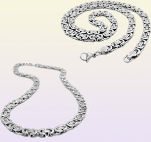 Stainless Steel Necklace Byzantine Link Silver Chain Men Women Necklaces Fashion Unisex Thick Silver Necklaces Width 6mm 8mm 18191485