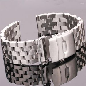 Titta på band Solid rostfritt stål Remarmband 18mm 20mm 22mm 24mm Women Men Silver Borsted Metal Watchband Accessories1854