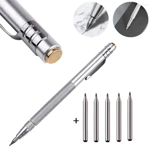 Tungsten Carbide.Tip Scriber With 5pcs Aluminium Pen Engraving Ceramics Glass Shell Metal Construction Marking Tool