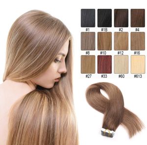 Tape in Hair Extensions 8A Grade Brazilian Remy Straight 20pcs PU Skin Weft Human Hair Extensions Direct Factory Can Be Perm3562710