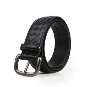 34cm Wide Western Hand Brided Black Coffee Blue Surface Cowhide Leather Pin Buckle Men Belt Fashion Jeans Causal Pants 240106