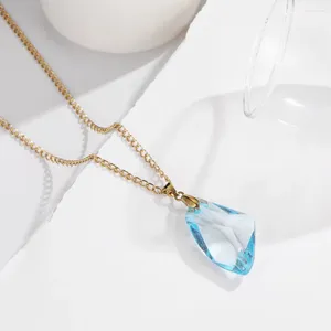 Collane con ciondolo Collana irregolare di moda per le donne 2024 Regali di gioielli per ragazza di design con strass blu estivi trasparenti con pietre preziose naturali