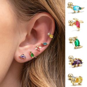 Orecchini a bottone 1 pz carino mini zircone dinosauro semplice colore oro per donne ragazze regali di dichiarazione di gioielli di moda