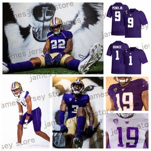 2024 NCAA Custom Washington Huskies New Style Football Jersey #1 Rome Odunze #9 Michael Penix Jr. #99 Faatui Tuitele #55 Jacob Bandes #91 Tuli Letuligasenoa #21 Daniyel Ngata